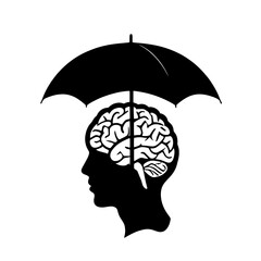 Mental Health Umbrella Silhouette Vector for Protection and Wellness Graphics