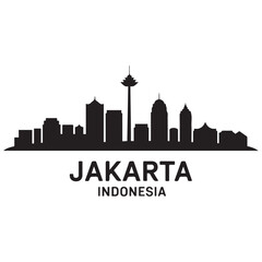 Naklejka premium Jakarta city skyline horizontal banner. Jakarta city, Indonesia. Vector template for your design. Vector black silhouette. with white background