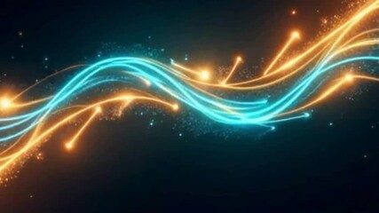Money transfer animation using abstract glowing lines and arrows