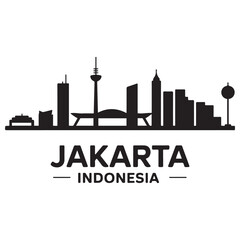 Naklejka premium Jakarta city skyline horizontal banner. Jakarta city, Indonesia. Vector template for your design. Vector black silhouette. with white background