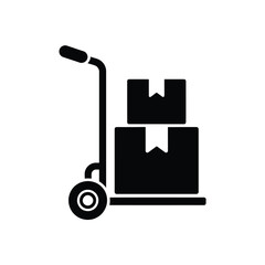 Hand truck with stacked boxes icon