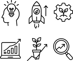 Fototapeta premium Growth hacking strategy icon collection for business innovation startup and digital marketing succes 