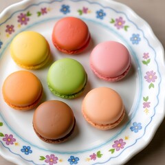 Obraz premium colorful macaroons on a white plate