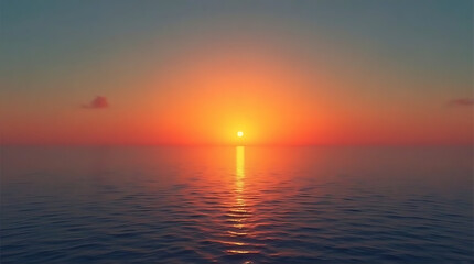 Fototapeta premium Serene Ocean Sunset with Vibrant Colors and Gentle Wave Reflections Landscape