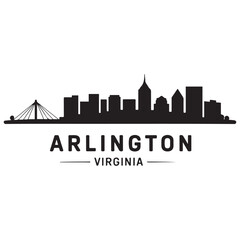 Fototapeta premium Arlington skyline horizontal banner. Arlington, Virginia. Vector template for your design. Vector black silhouette. with white background