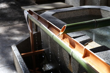 竹の手水　コロナ対策
