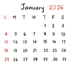 calendar planner 2026 organizer handwriting