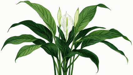 Autumn Whisper Peace Lily Beautiful leafy tree isolated watercolor vector illustration svg