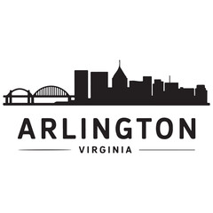 Obraz premium Arlington skyline horizontal banner. Arlington, Virginia. Vector template for your design. Vector black silhouette. with white background