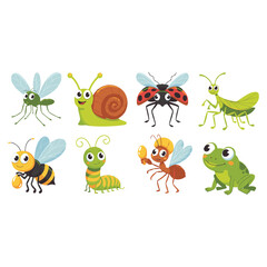 set of cartoon insects