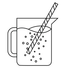 Cute cartoon hand drawn vector Juice mason jar outline.