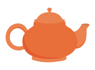 Ceramic teapot isolated on transparent. Flat vector illustration. Mid Autumn Festival design element, holiday clip art. Tableware, kitchen utensils, tea ceremony