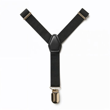 Suspender clip isolated on white background with black straps  