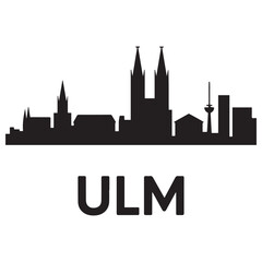Ulm skyline silhouette. Black Ulm city. Vector black silhouette. with white background