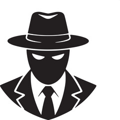 Mysterious Silhouette of a Man in a Fedora and Suit Jacket Against a Checkered Backdrop Vector Art