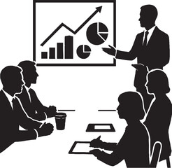 Businessman Giving Presentation in Corporate Meeting Room,Office Persentation,Black and White Silhouette,