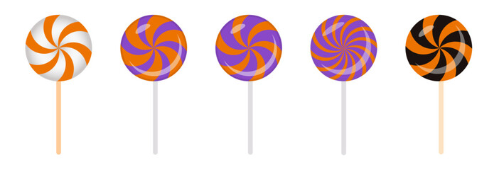 Set of halloween lollipop.Happy halloween party candy set.Colorful lollipops collection.Spooky clipart element.