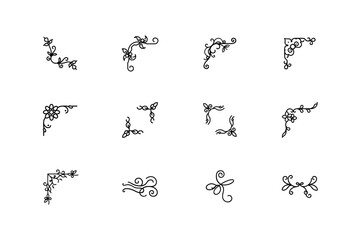 Ornate Corner Flourishes Vector Batch Set