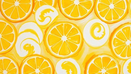 Bright and Vibrant Orange Slice Abstract Painting for a Refreshing Vibe