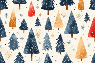 seamless pattern with christmas trees