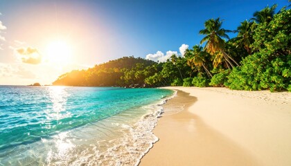 Fototapeta premium Tropical beach paradise at sunset