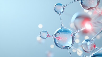 Molecular Structure Abstract Background - Close-up abstract of a molecule structure with light blue background, perfect for science, technology, and medical concepts