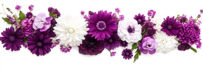 Purple and White Flower Arrangement - Elegant arrangement of purple and white flowers, perfect for wedding invitations, cards, or floral design projects