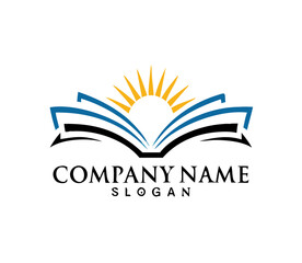 Open book education logo vector image symbol Illustration design template