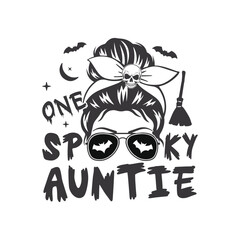 Spooky auntie Halloween season skull bow, Happy Halloween designs