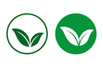 Green vegan logo leafs. vegan icon, Sign of vegetarian isolated on white background. Natural food business concept