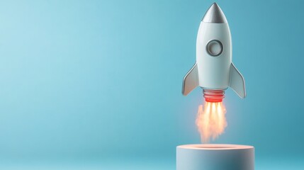 Rocket Launch Success Benchmarking Product - Product launch, success, growth, innovation, benchmarking. Symbolizing a successful product journey