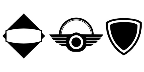 Wings, Shield, and Diamond Badges Vector Set