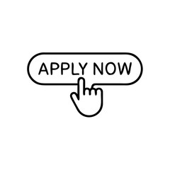 Apply now icon in line style. flat Finger cursor isolated on white isolated background. Click button for app and web design .vector illustration