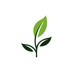 Green leaf icon, vector Illustration
