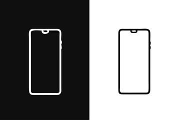 Smartphone mockup. Isolated from white and black backgrounds. with precision detail. android frameless design, vector Illustration