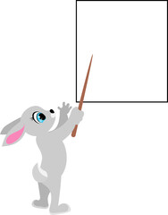 Cute animals. Set of cute cartoon rabbits. Cute rabbit with a pointer on a white background. For banners, cards, social networks. Vector