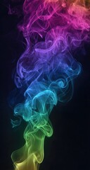 Obraz premium Abstract rainbow smoke swirls against a black backdrop