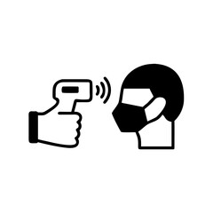 Check body temperature icon, contactless infrared thermometer Detection virus covid-19 outbreak, vector illustration