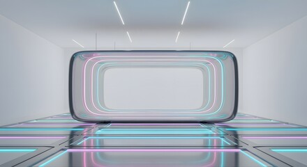 Futuristic Display: A sleek, modern, and inviting display showcases an illuminated tunnel with a captivating glow, presenting a minimalist perspective with an emphasis on technology.