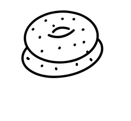 donut or doughnut doodle hand drawn icon. Outline drawing donut or doughnut line clipart symbol