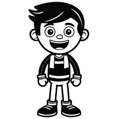 3d happy cartoon boy on transparent background.eps