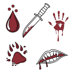 Halloween icon set blood drop bloody knife bloody © ChoiruLyt