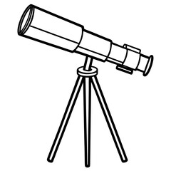 Telescope on Tripod – Art Silhouette Vector