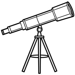 Telescope on Tripod – Art Silhouette Vector