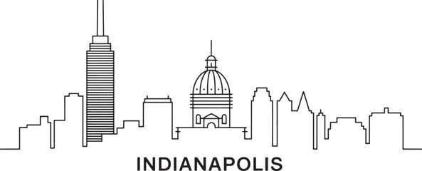 Obraz premium Detailed Indianapolis Cityscape Outline Vector Illustration with Urban Architecture and Skyline