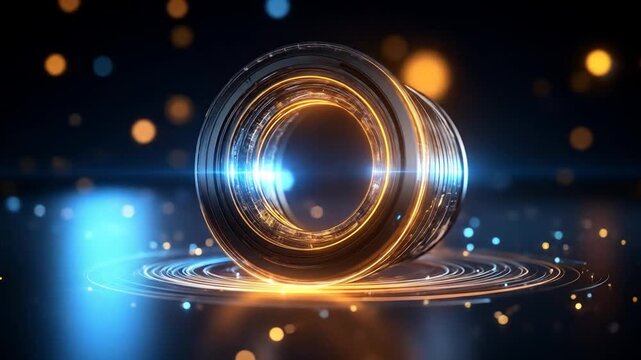 Futuristic Lens: Dynamic Light Rings and Abstract Technology Animation