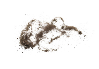 Dirt Texture: Brown Soil Dust Particles on White Background Isolated on Transparent Background