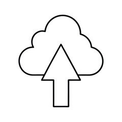 Cloud Upload Icon – Black Outline Symbol for Data Transfer, Online Storage, and Digital Backup