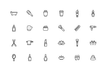 Collection line art icons for beauty spa wellness vector