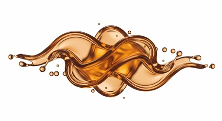 Golden Liquid Splash on White Background